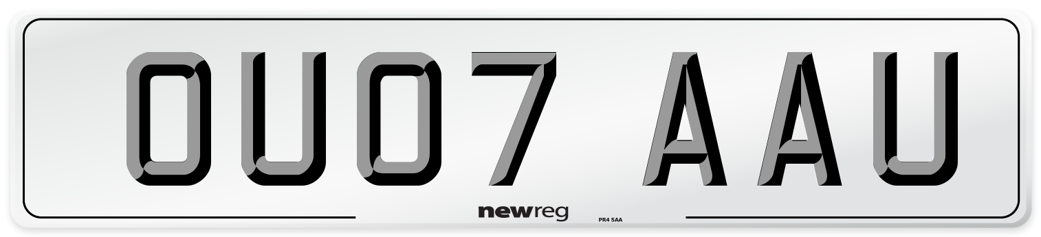 OU07 AAU Number Plate from New Reg